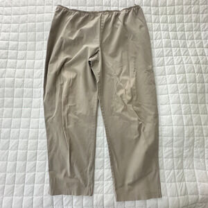 EILEEN FISHER Womens Pants XL Khaki Pull On Side Zip Tapered Ankle High Waisted